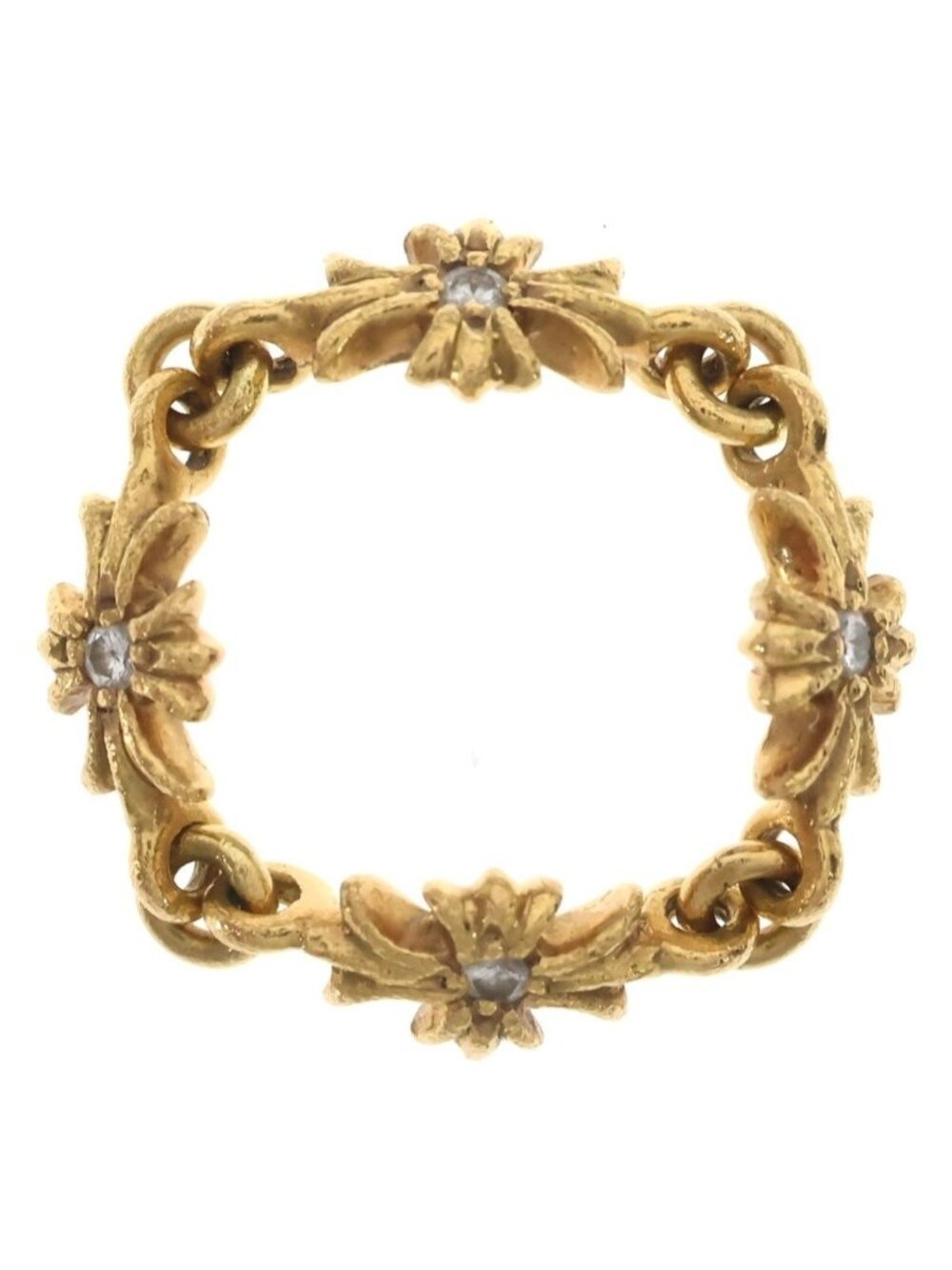 Chrome Hearts 22k Ring Tny CH Pls P Dia Tiny CH Plastic Sling Pave Diamond Gold